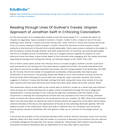 Utopian Critique of Colonialism in Gulliver’s Travels