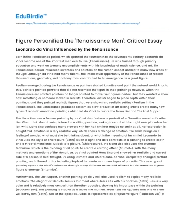 Figure Personified the ‘Renaissance Man’: Critical Essay