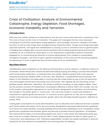 Crisis of Civilization: Analysis of Environmental Catastrophe and More