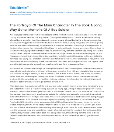 Main Character in A Long Way Gone: Memoirs of a Boy Soldier
