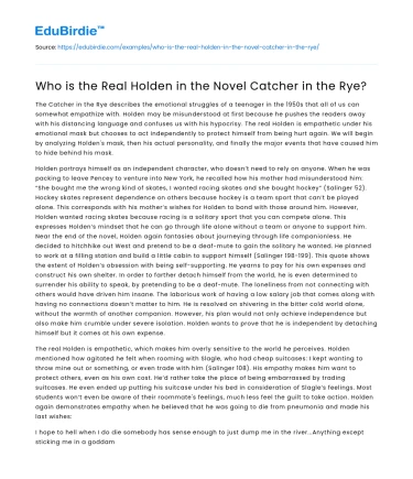Who is the Real Holden in the Novel Catcher in the Rye?