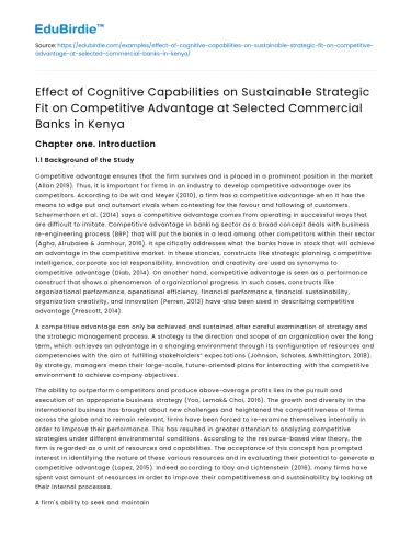 Impact of Cognitive Capabilities on Strategic Fit at Kenyan Banks