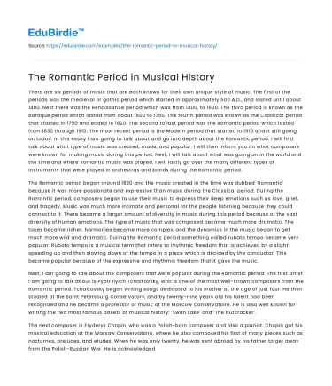 The Romantic Period in Musical History