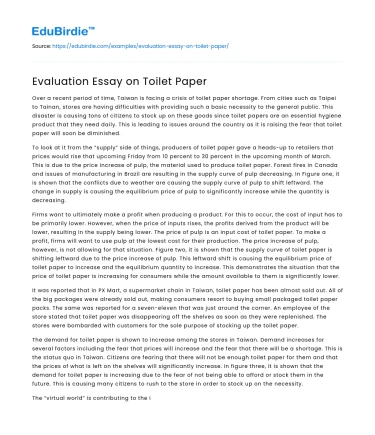 Evaluation Essay on Toilet Paper
