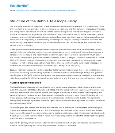 Structure of the Hubble Telescope Essay