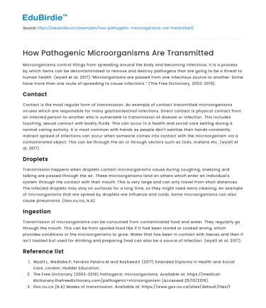 Mechanisms of Pathogen Transmission