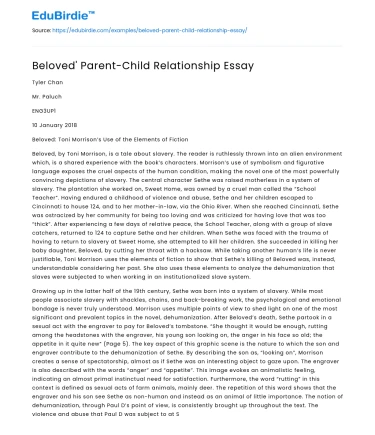 Beloved’ Parent-Child Relationship Essay