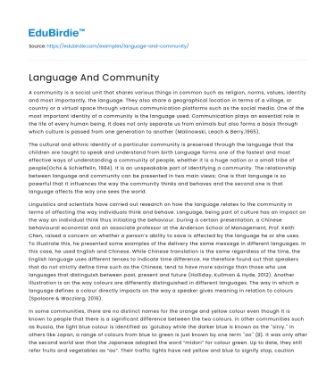 Language And Community