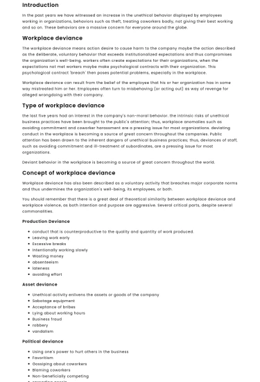 Causes And Types Of Workplace Deviance