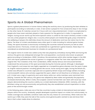 Sports As A Global Phenomenon