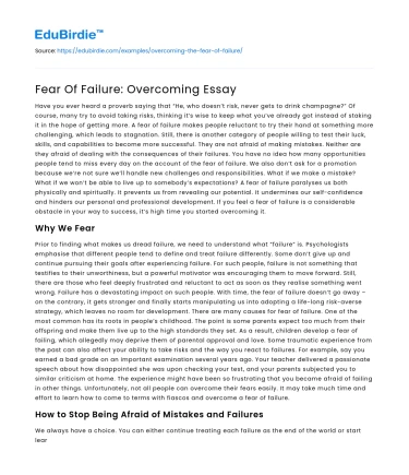 Fear Of Failure: Overcoming Essay