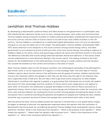 Leviathan And Thomas Hobbes