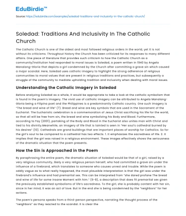 Soledad: Traditions And Inclusivity In The Catholic Church