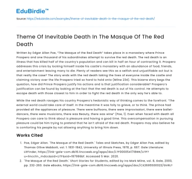 Theme Of Inevitable Death In The Masque Of The Red Death