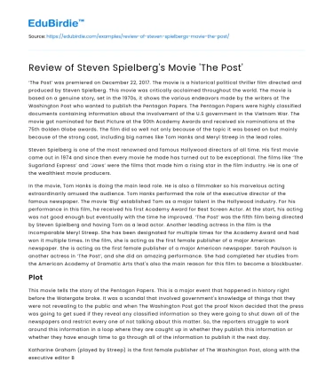 Review of Steven Spielberg’s Movie ‘The Post’