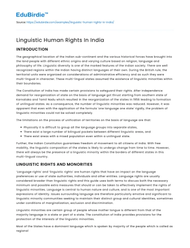 Linguistic Human Rights In India