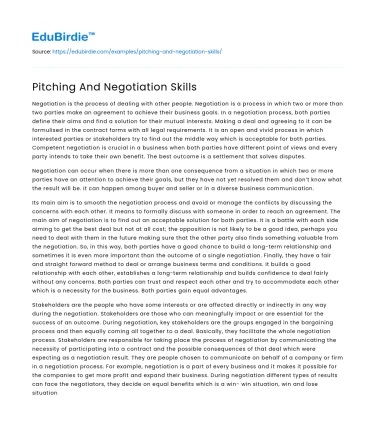 Pitching And Negotiation Skills