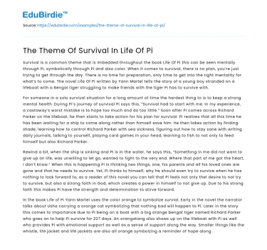The Theme Of Survival In Life Of Pi