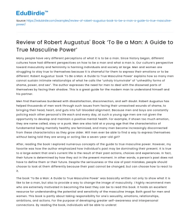 Review of Augustus’ Book To Be a Man: A Guide to Masculine Power