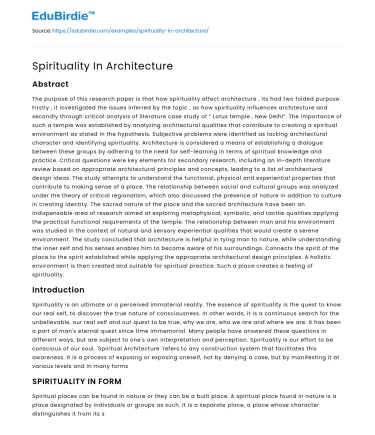 Spirituality In Architecture