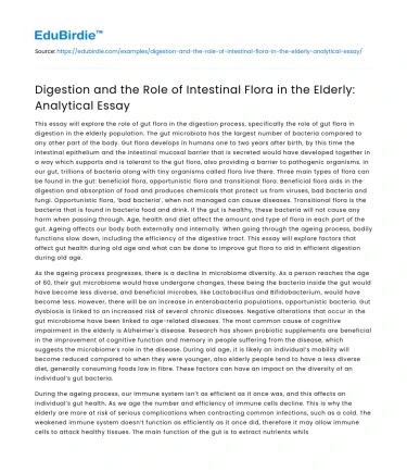 Digestion & Intestinal Flora in Elderly: Analyzing Role