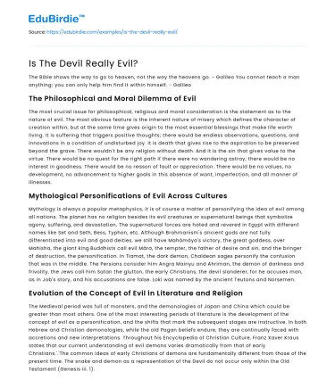 Is The Devil Really Evil?