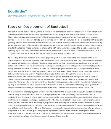 Essay on Development of Basketball