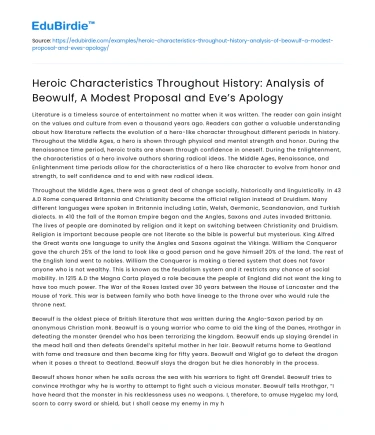 Analysis of Heroic Characteristics in Beowulf and Other Texts