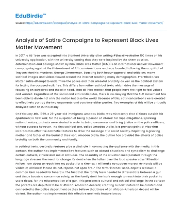 Analysis of Satire Campaigns to Represent Black Lives Matter Movement