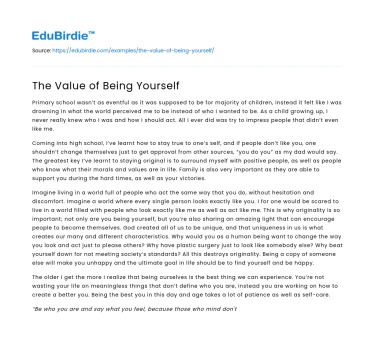 The Value of Being Yourself