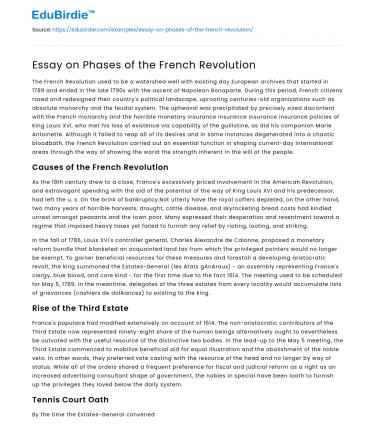 Essay on Phases of the French Revolution