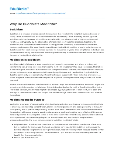Why Do Buddhists Meditate?