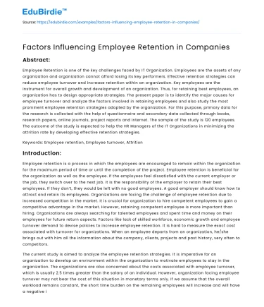 Factors Influencing Employee Retention in Companies