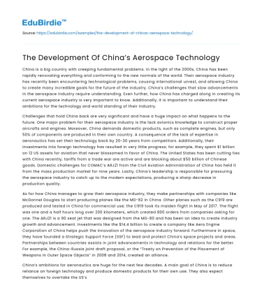 The Development Of China’s Aerospace Technology