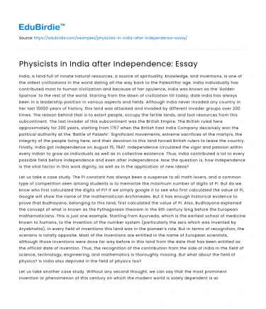 Physicists in India after Independence: Essay