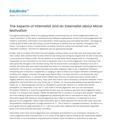 The Aspects of Internalist and an Externalist about Moral Motivation