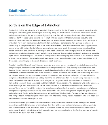 Earth is on the Edge of Extinction