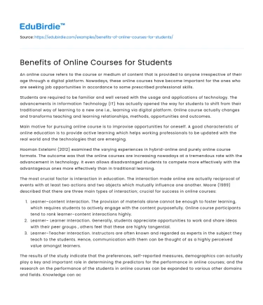 Benefits of Online Courses for Students