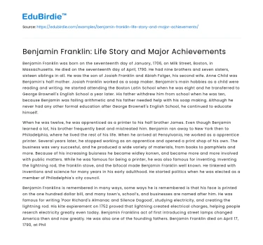 Benjamin Franklin: A Multifaceted Legacy