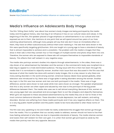 Media’s Influence on Adolescents Body Image