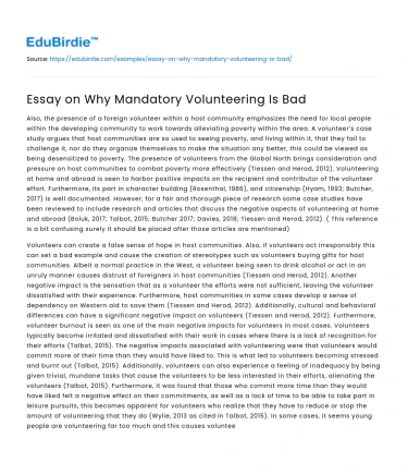 Essay on Why Mandatory Volunteering Is Bad