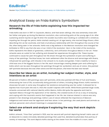 Analytical Essay on Frida Kahlo’s Symbolism