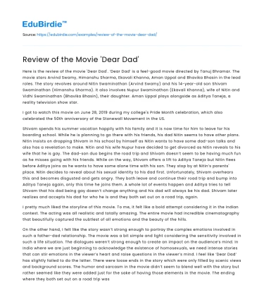 Review of the Movie ‘Dear Dad’