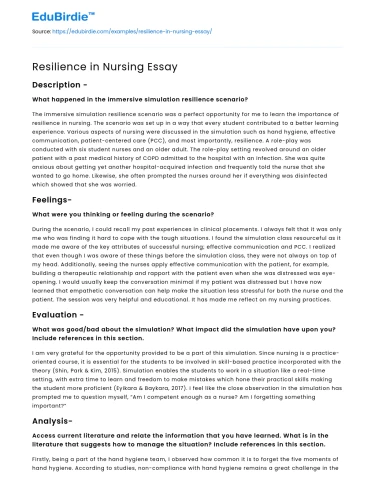 Resilience in Nursing Essay