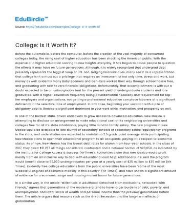 College: Is It Worth It?