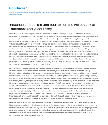 Impact of Idealism and Realism on Education