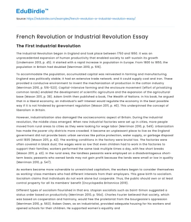 French Revolution or Industrial Revolution Essay