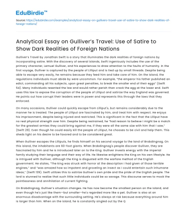 Gulliver’s Travels: Satire on Dark Realities of Foreign Nations