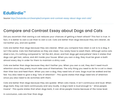 Compare and Contrast Essay about Dogs and Cats