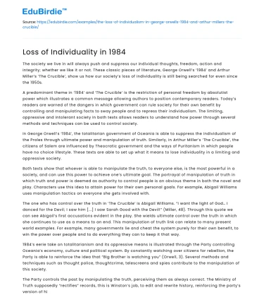 Loss of Individuality in 1984